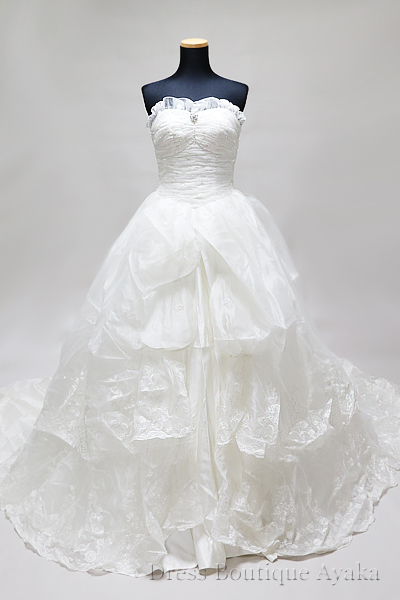 3号 5号の編み上げ調整 小柄な花嫁に人気のaラインウエディングドレス ドレスブティック彩華